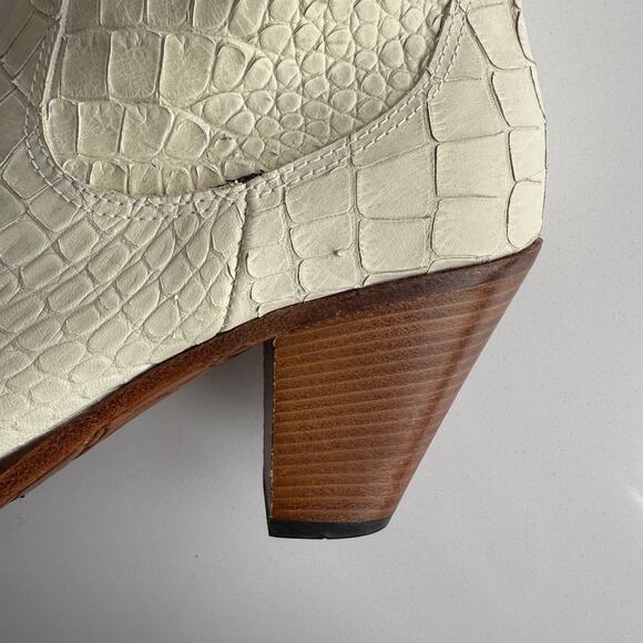 Jo Ghost Made in Italy EUC Knee High Wood Heel Exotic Leather Cream Boots EU 36 - Picture 3 of 11